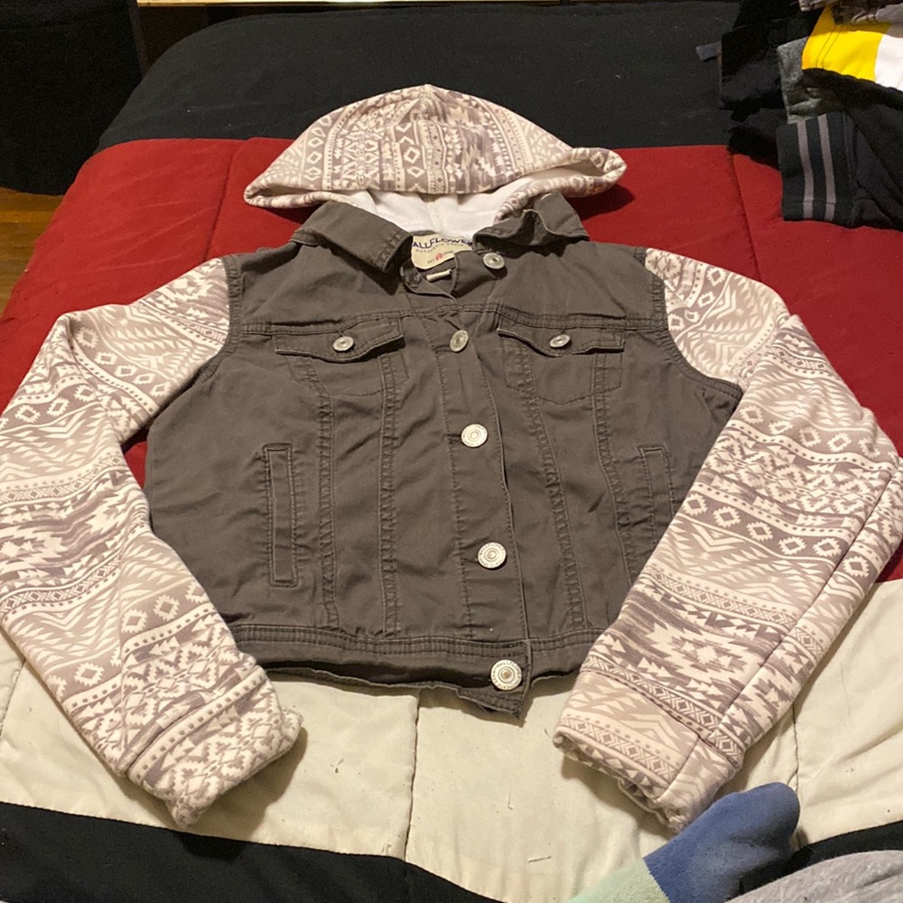 Women’s junior’s wallflower fleece lined canvas jacket